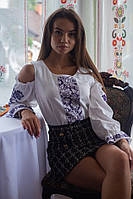 Натуральна блузка з вишивкою вишиванка "Квіткова аура" для жінок