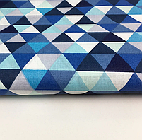 Польська бавовняна тканина "сині трикутники дрібні 25мм", фото 3