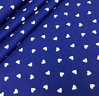 Польская хлопковая ткань "Сердца белые мелкие на темно-синем"