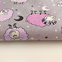 Польська бязь "Баранці рожеві на сірому", фото 3