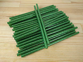 Комплект клейових стрижнів із блискітками 7 мм 18 см зелений, силіконовий клей
