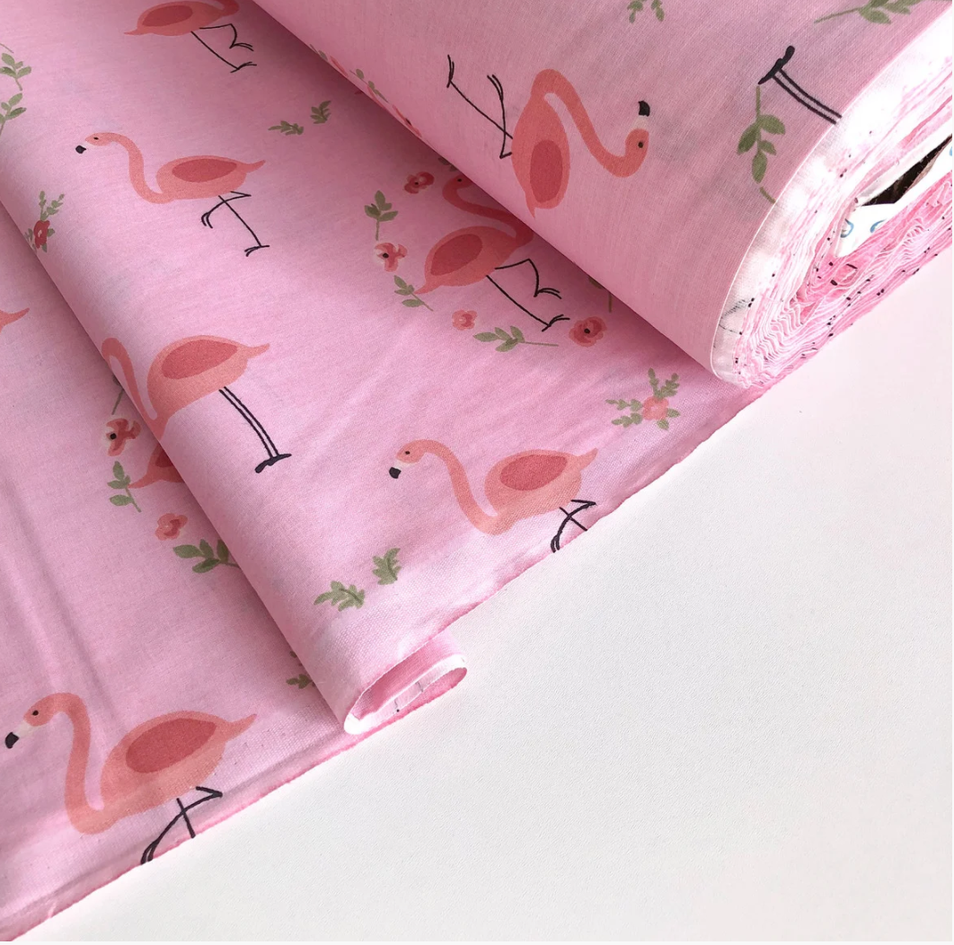Турецька бавовняна тканина ранфорс "фламінго рожеві на рожевому" 240 см