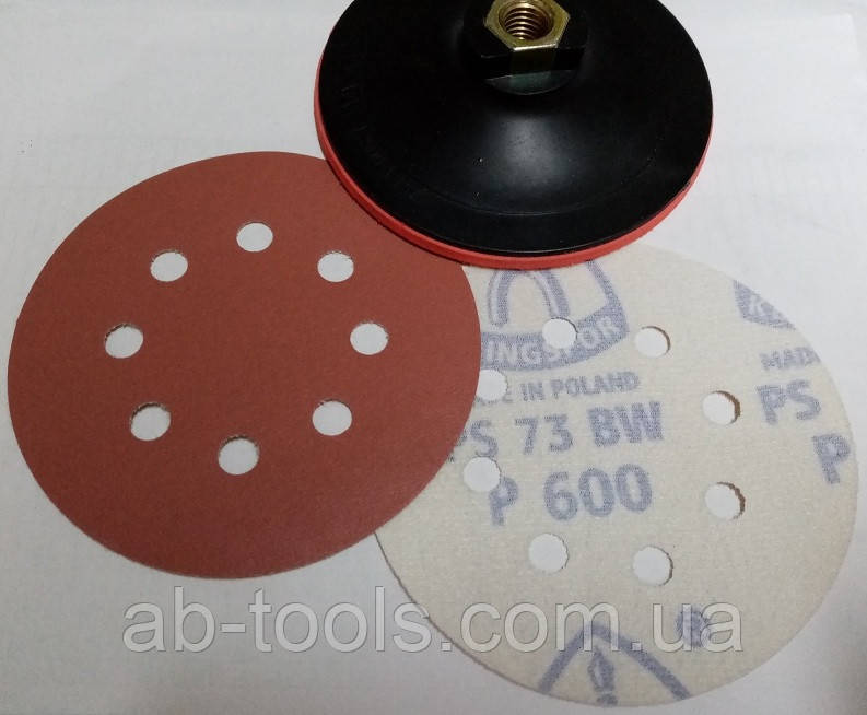 Наждак Р600 з отворами діаметр 125 мм на липучці, фото 1