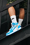 Кросівки чоловічі Nike Air Jordan 1 OFF-White Blue (найк аїр джердан оф вайт блакитні), фото 3