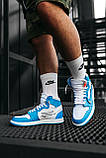Кросівки чоловічі Nike Air Jordan 1 OFF-White Blue (найк аїр джердан оф вайт блакитні), фото 5