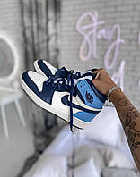 Кроссовки женские Nike Jordan 1 Retro High Patent Blue toe найк аир джордан синие