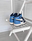Кросівки жіночі Nike Jordan 1 Retro High Patent Blue toe найк аїр джердан сині, фото 2