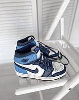 Кросівки чоловічі Nike JORDAN 1 Retro High Patent Blue toe (найк аїр джердан сині)