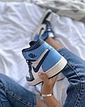 Кросівки жіночі Nike Jordan 1 Retro High Patent Blue toe найк аїр джердан сині, фото 9