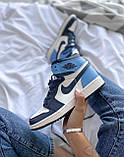 Кросівки жіночі Nike Jordan 1 Retro High Patent Blue toe найк аїр джердан сині, фото 6