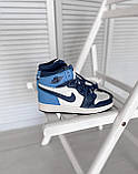 Кросівки чоловічі Nike JORDAN 1 Retro High Patent Blue toe (найк аїр джердан сині), фото 5