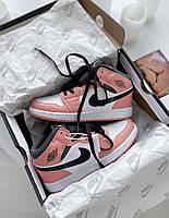 Кроссовки женские Nike Jordan 1 Retro High Pink найк аир джордан розовые высокие демисезон