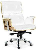 Офисное Кресло еймс лаунж релакс на колесах белое Крісло Eames Lounge Chair