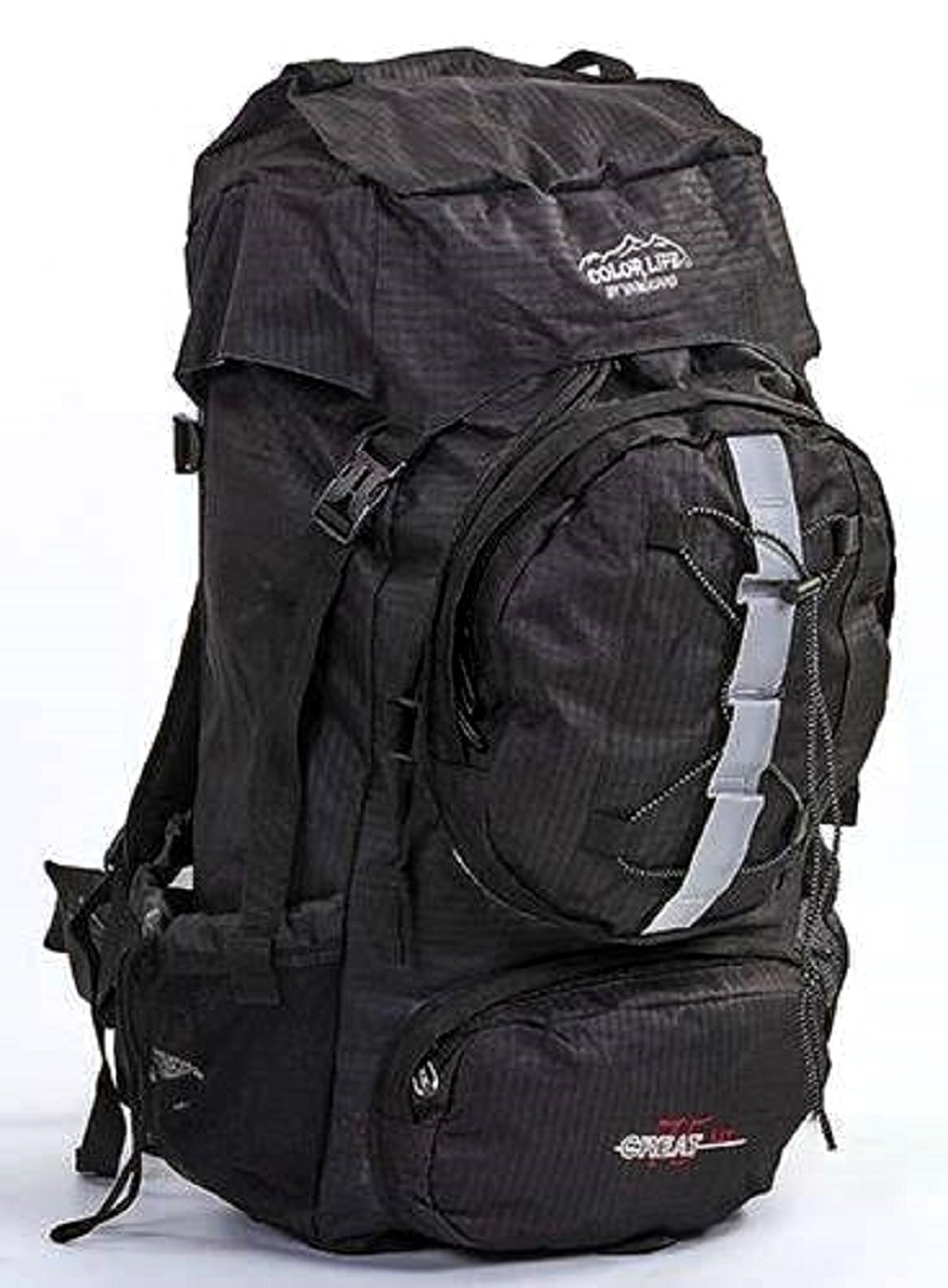 Рюкзак туристичний каркасний COLOR LIFE 65(+13)х38х25 75л чорний