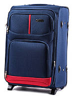 Валіза тканинна WINGS 206 велика темно-синя 2 колеса