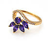 Кільце Квітка з фіолетовим цирконієм, р. 18, р. 18,5, медичне золото, 18К, фото 3