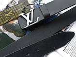 Кожаный ремень LV пряжка матовое серебро, фото 4