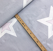 Бязь Gold бавовняна "Зорі пудрово-білі на сірому", фото 2