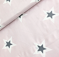 Бязь Gold бавовняна "Зорі пудрово-білі на сірому", фото 3