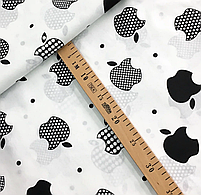 Бязь Gold бавовняна "яблука епл сірі на білому", фото 2