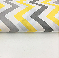 Бязь Gold бавовняна "зигзаг сіро-жовтий" 220см, фото 3