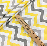 Бязь Gold бавовняна "зигзаг сіро-жовтий" 220см, фото 2