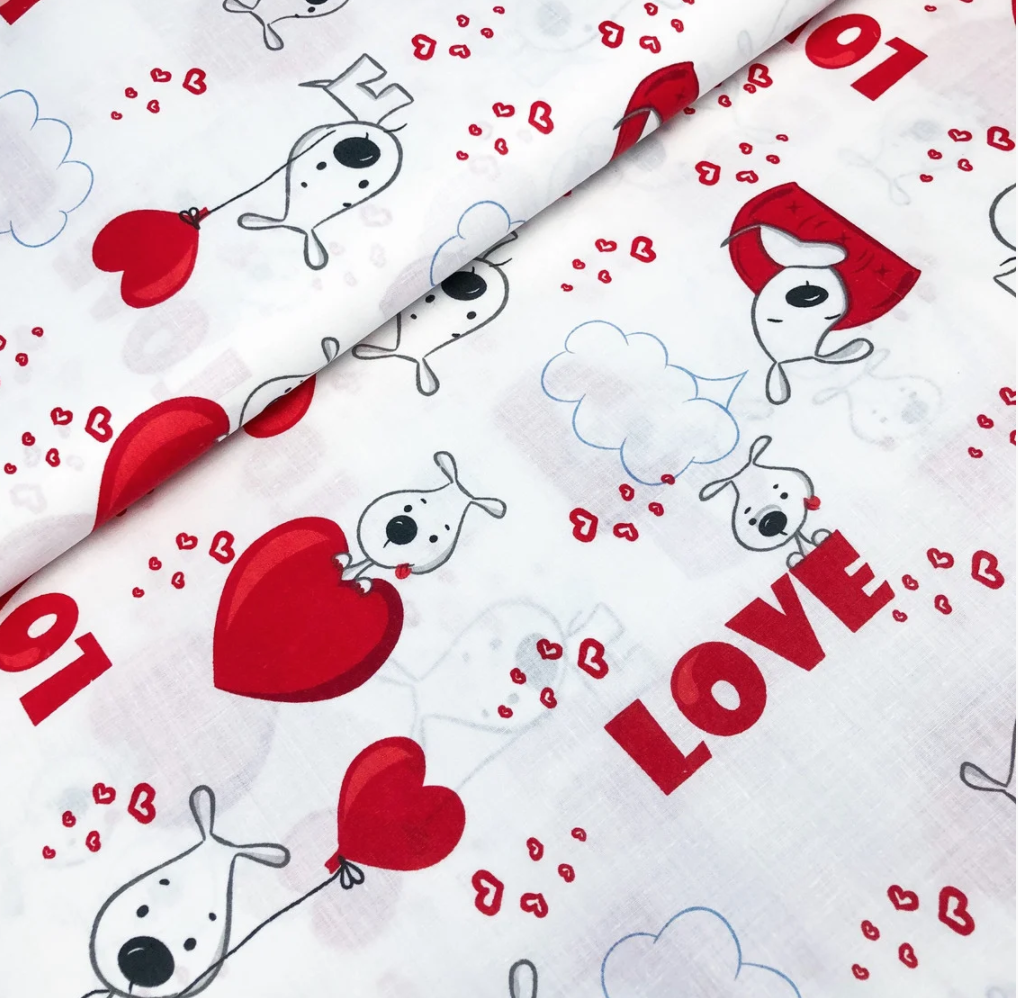 Бязь Gold бавовняна "собачки LOVE" 220 см