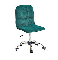 Офисное кресло на колесиках с бархатной обивкой зеленого цвета SPLIT CH- OFFICE В-1003