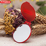 Дзеркало косметичне кишенькове червоне (6 см) у сумочку TITANIA art.1505L, фото 6