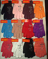 Одинарна дитяча однотонна рукавичка Королева ( осінь — зима)  від 9 до 12 років.