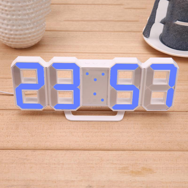 Електронні настільні LED годинник з будильником і термометром LY-1089 White (синя підсвітка) (6802), фото 1