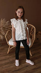 Лосини чорні для дівчаток екошкіра 6550 Papali розмір 152 (12 років)