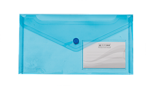 Папка-конверт Buromax TRAVEL, на кнопці, DL, глянсовий прозорий пластик