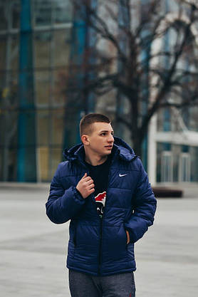 Комплект Куртка чоловіча Зимова Найк + утеплені штани. Барсетка Nike і рукавички в Подарунок., фото 2