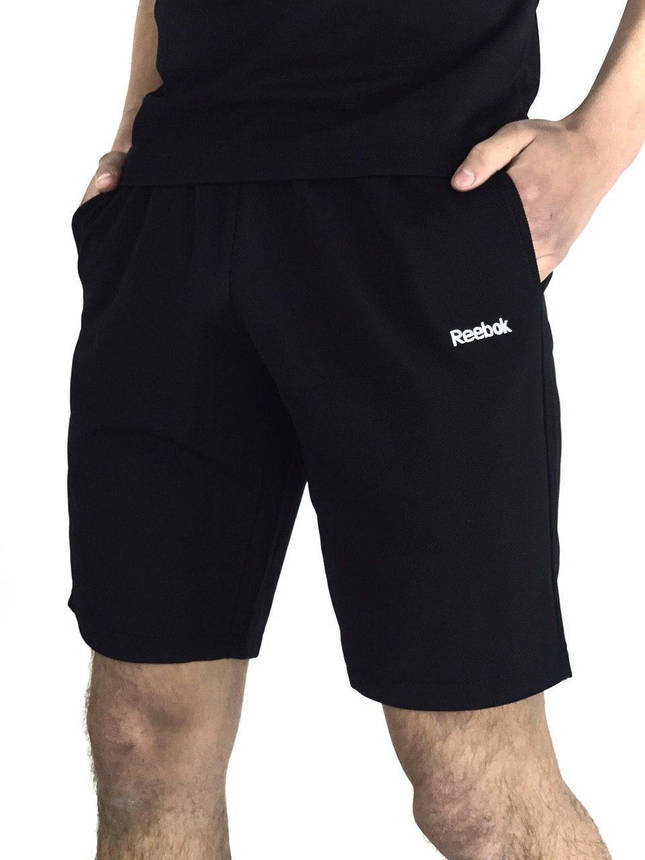 Чоловічі Шорти в стилі Рібок / Reebok Чорні трикотажні, фото 2