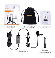 Зовнішній мікрофон петличний для телефону, смартфона, камери, ПК Microphone Мamen KM-D2