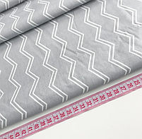 Сатин "Зигзаг білий на сірому" 160, фото 3