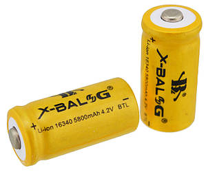 Акумулятор Li-ion X-Balog 4.2 V 16340 5800 mah Gold (2217)