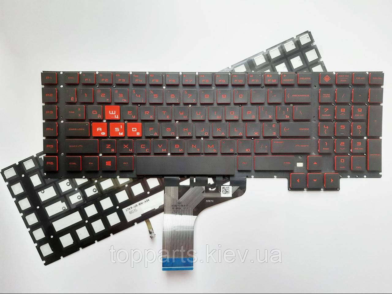 Клавиатура для ноутбуков HP Omen 17-AN Series черная с красной каемкой, без рамки, с подсветкой