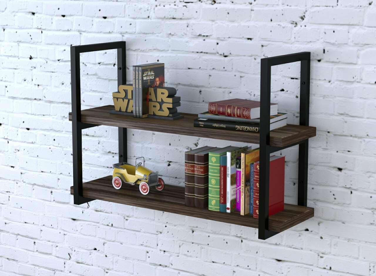 Полиця навісна настінна двоярусна сучасна PL-2-32 довжина 92 см Loft Design