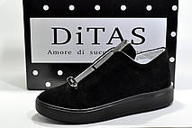 Жіночі замшеві кеди Ditas, Black, фото 4