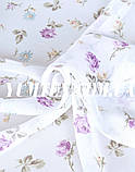 Готова тюль шифон або вуаль малюнок дрібні фіолетові троянди, фото 2
