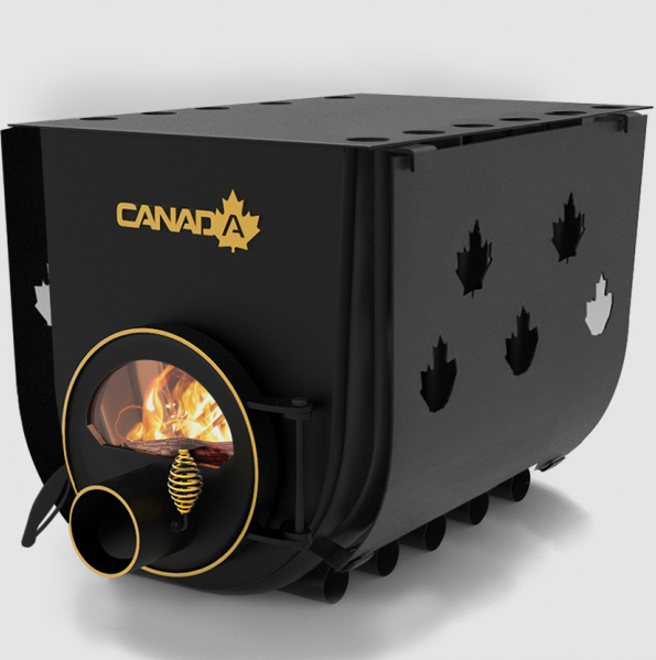 Піч опалювальна булер'ян «Canada» з варильною поверхнею «03»+скло та захисний кожух (перфорація), фото 1