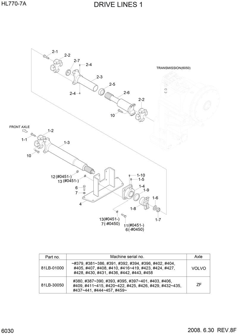 Карданний вал 81LB-30070 (Drive Shaft-Front) для Hyundai HL770-7