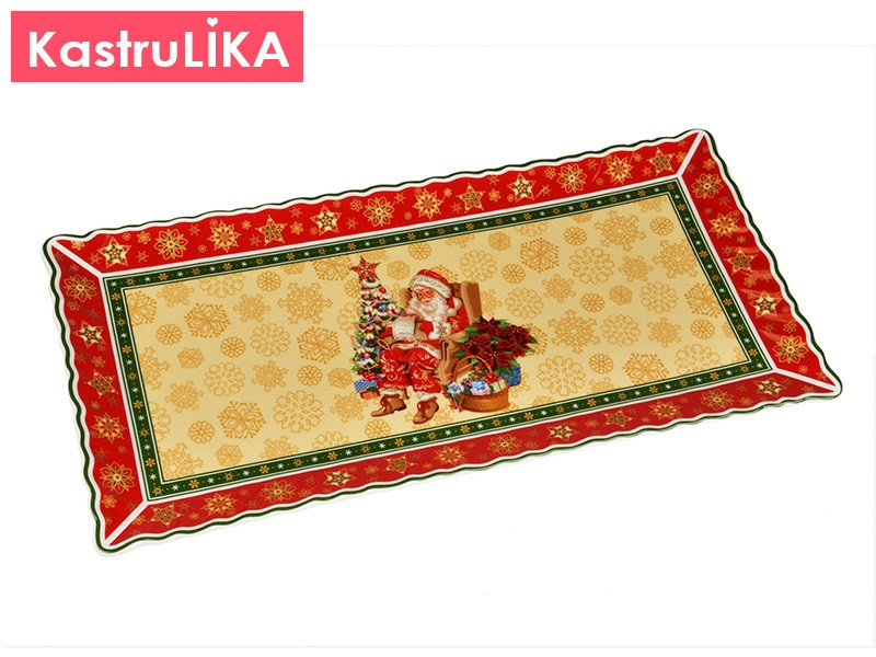Блюдо прямокутне новорічне санта Lefard Christmas Collection 36х18х2см