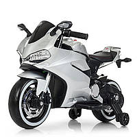 Детский электромобиль мотоцикл Bambi Racer M 4104ELS-11 свет колес серый автопокраска **