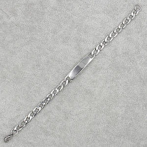 Браслет чоловічий сріблястий панцирний Stainless Steel із медичної сталі довжина 22 см ширина 5 мм пластина