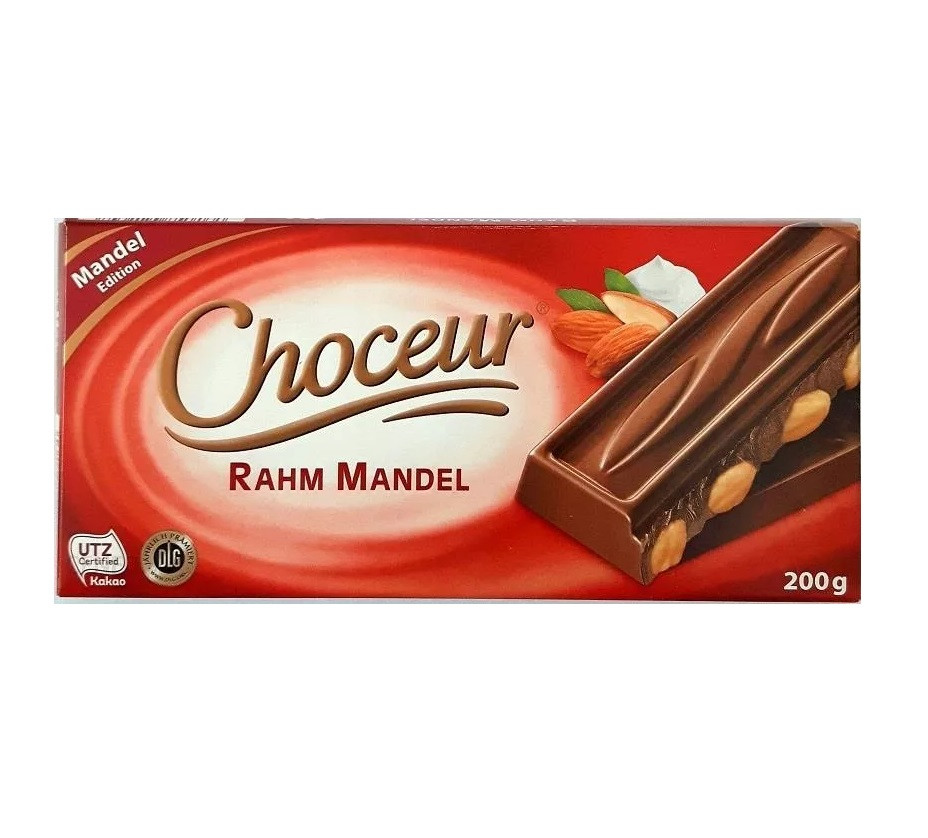 Шоколад молочний Choceur Rahm Mandel з цільним мигдалем 200 г Німеччина