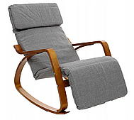 Крісло-гойдалка з підставкою для ніг Luca сіре, полози коричневий лак Тільки бренди ЕС