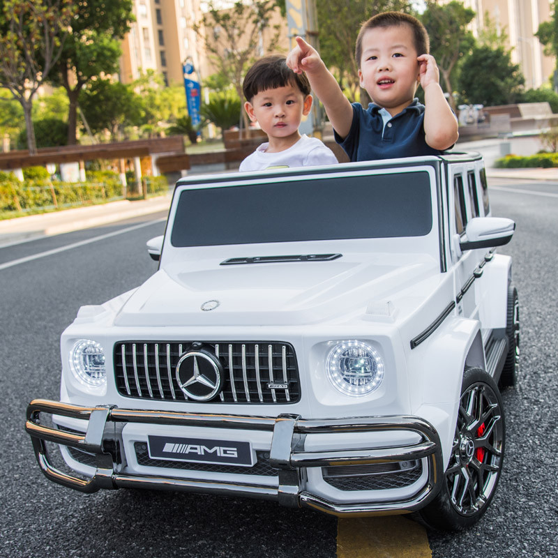 Двомісний дитячий електромобіль Джип M 4259 EBLR-1, Mercedes AMG G63, 4 мотори 45W, EVA, шкіра, білий